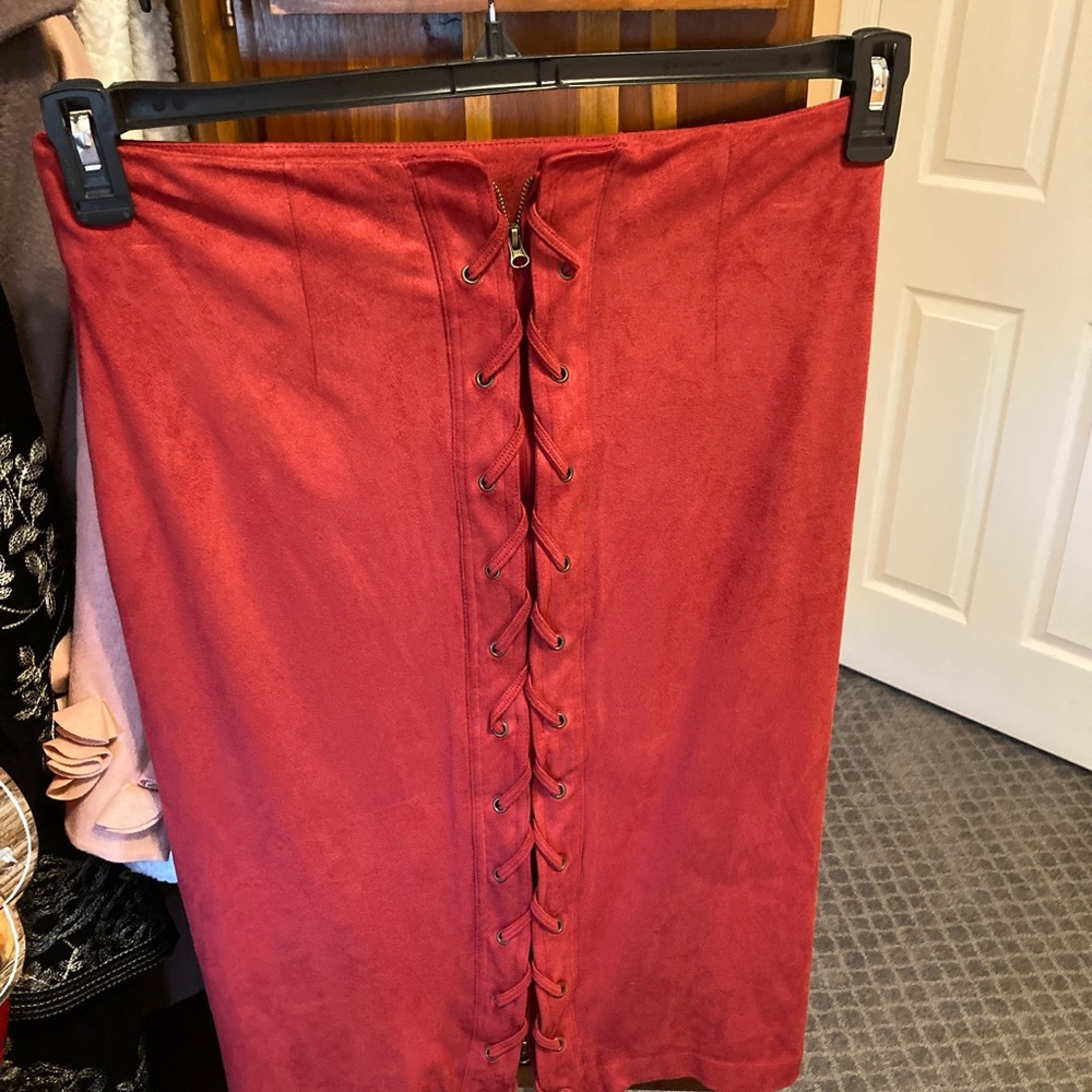 Dark red skirt